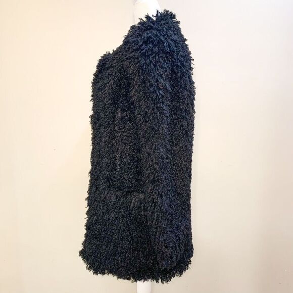 Smythe 'Mongolian' Faux Fur Shaggy Black Mid Length Coat Medium - Picture 7 of 12